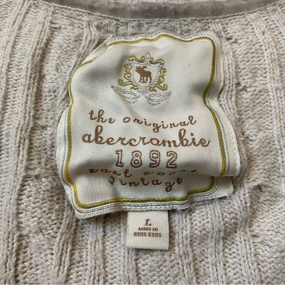 abercrombie & fitch 2000’s off-white cable knit fitted ribbed sweater - Picture 8 of 12